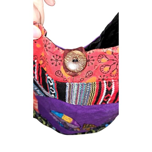 Kathmandu Patchwork Crossbody Bag Handmade Himalayan Boho Mushroom Hippie NWT - Picture 10 of 13